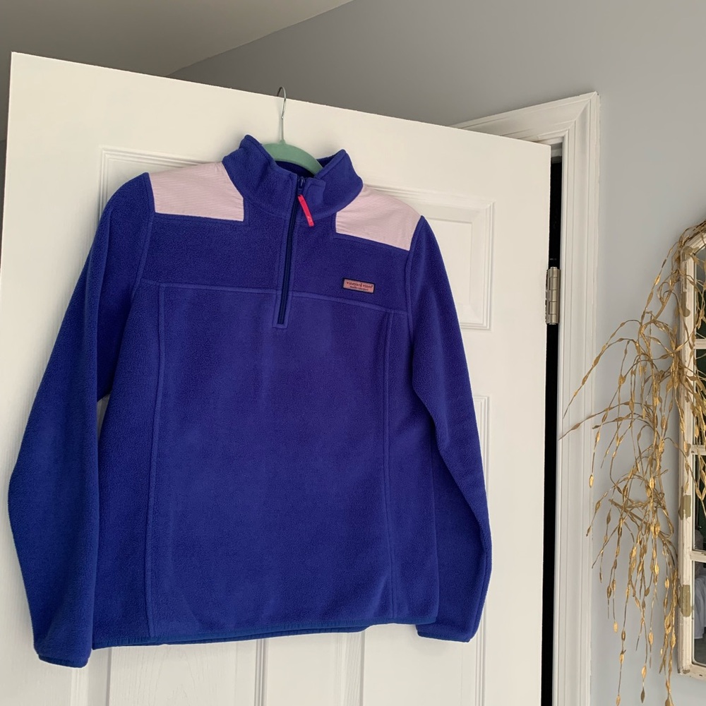 Women’s Pink Striped 1/4 Zip Fleece Pullover Sweater Sz Small